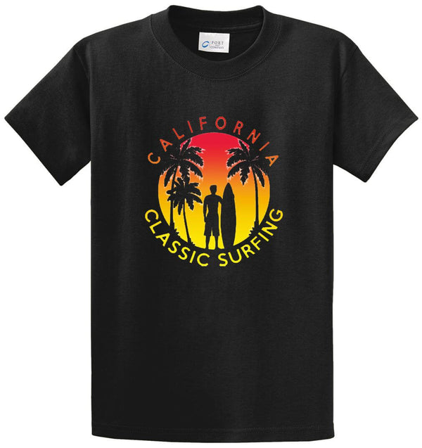 Calif Classic Surfing Sunset Printed Tee Shirt