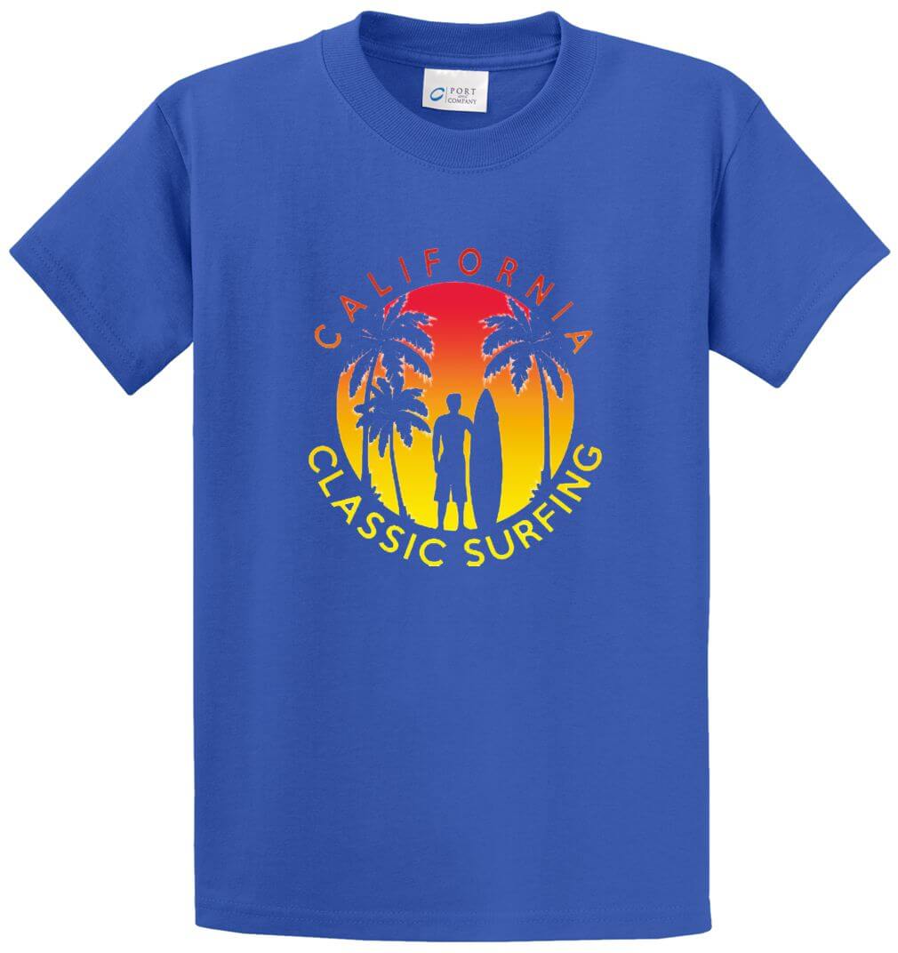 Calif Classic Surfing Sunset Printed Tee Shirt-1