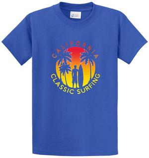 Calif Classic Surfing Sunset Printed Tee Shirt