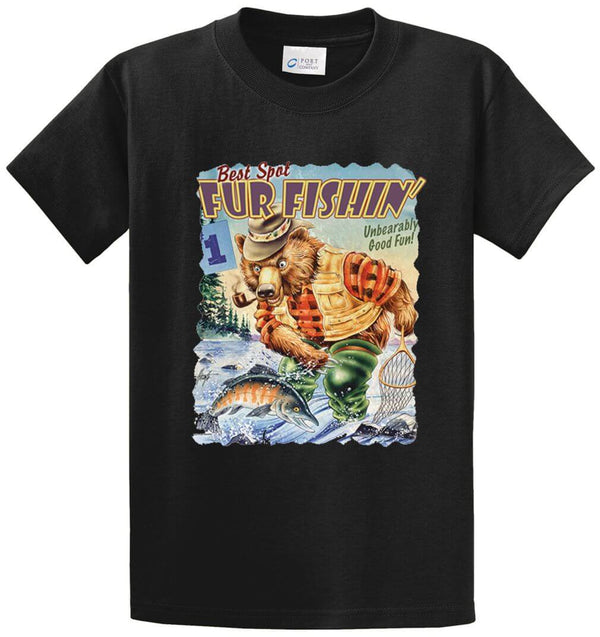 Bear Fishing Printed Tee Shirt