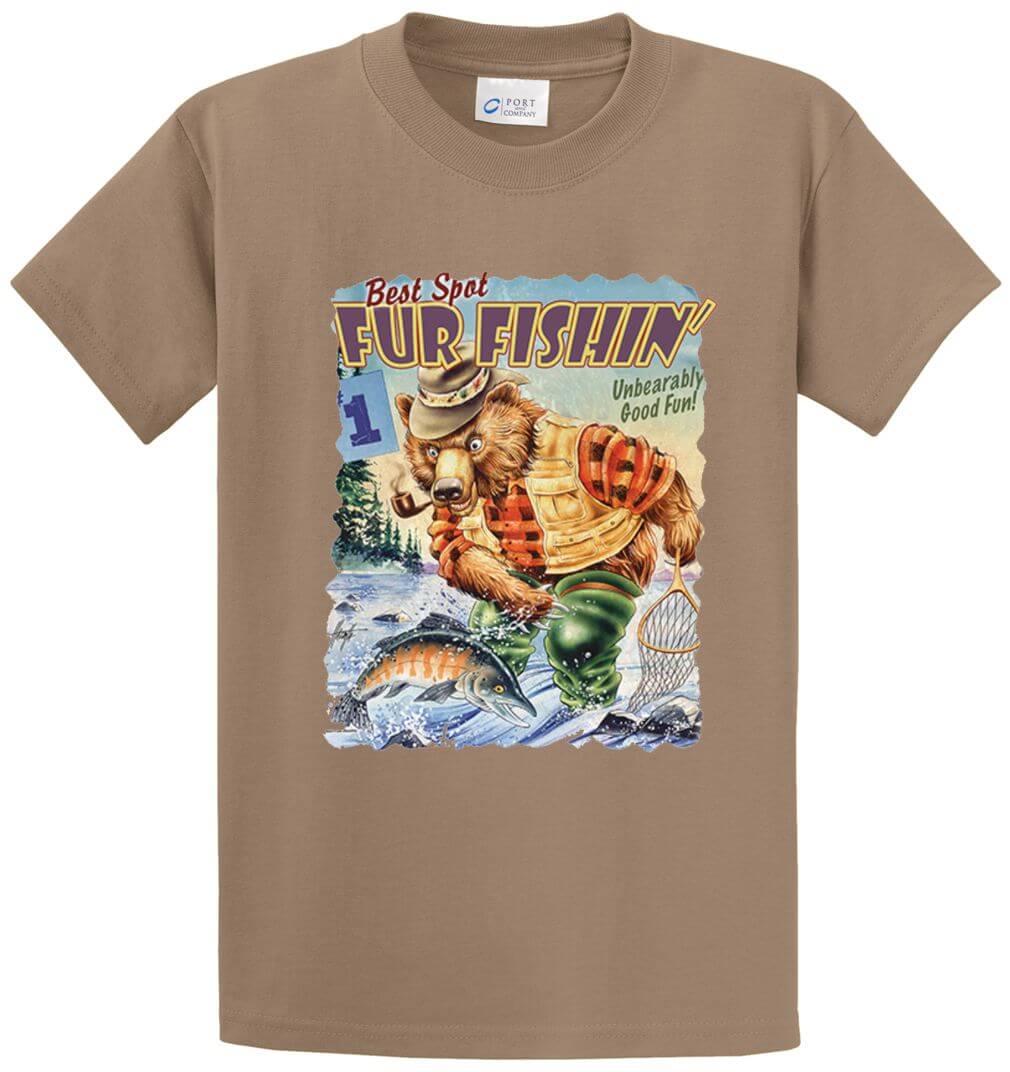 Bear Fishing Printed Tee Shirt-1