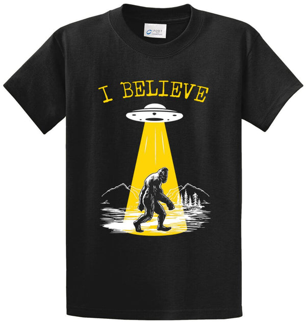 I Believe Ufo Bigfoot Printed Tee Shirt