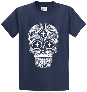 Sugar Skull Mustache Printed Tee Shirt