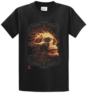 Fire Skull Printed Tee Shirt